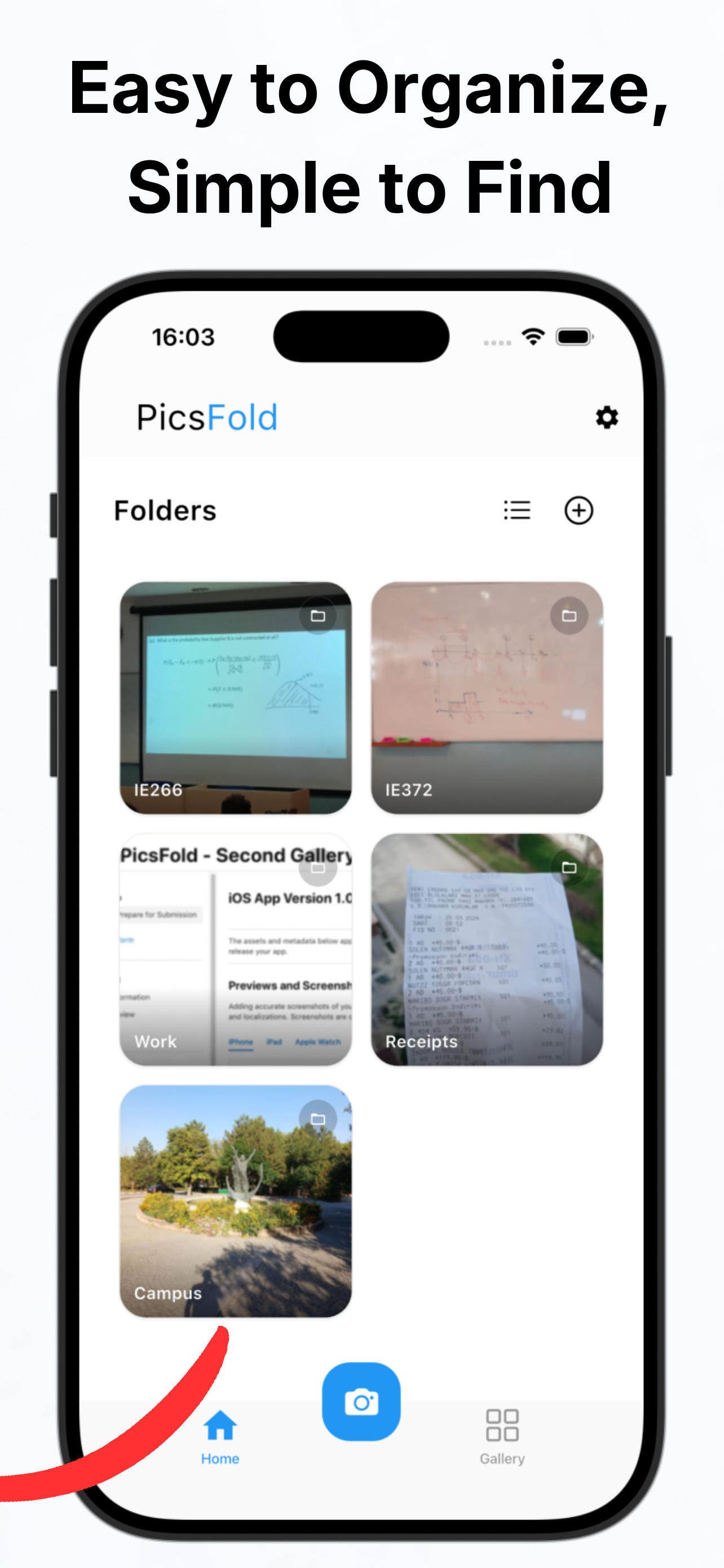 PicsFold folders screen
